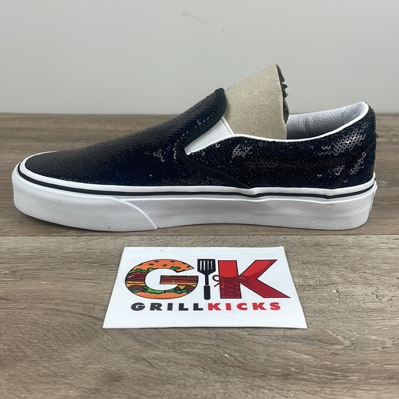 Women’s Vans Classic Slip-On Micro Sequins Black/True White - Picture 3 of 5